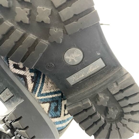Weavers Alaska | Unisex Women’s Hiking Boots Blue Black Geometric Pattern Boho - Picture 8 of 9